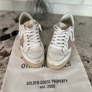 Golden Goose Cream and White Sneakers